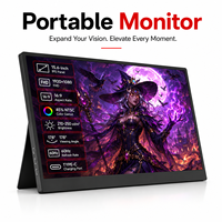 Moniteur portable 15,6 pouces en gros, fonction multimédia, haut-parleurs intégrés, écran FHD 1080P pour téléphone, moniteur portable sans fil