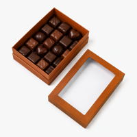 Boîte cadeau en chocolat personnalisée en deux parties, couleur brun foncé, avec séparateur, pour l'emballage de truffes et de bonbons