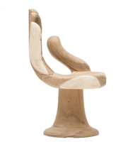 Fauteuil de loisirs en chêne sculpté à la main Regal, design durable et écologique, base de support stable pour jardin extérieur, patio, assise confortable