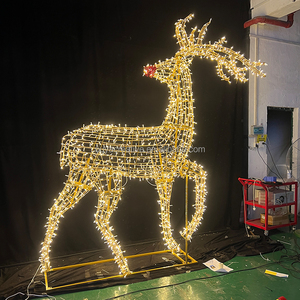 Décoration lumineuse <span class=keywords><strong>de</strong></span> Noël 3D personnalisée avec motif rennes et flocons <span class=keywords><strong>de</strong></span> <span class=keywords><strong>neige</strong></span> pour centres commerciaux, places publiques et paysages urbains - Product Image 1