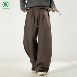 Fall Luxury Men's Chino <strong>Pants</strong> <strong>Old</strong> Money Pleated Tapered Straight Leg Trousers 3D Draped Casual <strong>Pants</strong> with Detachable Waist Belt - Product Image 4