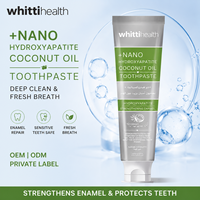 Dentifrice en gros 120g à l'hydroxyapatite nano et à l'huile de coco – Produit blanchissant pour une haleine fraîche et une hygiène buccale optimale, fabrication OEM/ODM