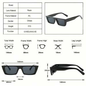 Lunettes de soleil rectangulaires vintage personnalisées avec logo, protection UV400, couleur gelée, style punk, pour hommes et femmes - Product Image 6