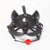 Jouet sexuel adulte réglable Masque de renard monté sur la tête Bouchon de dilatation de la bouche BDSM Dispositif de bondage en cuir