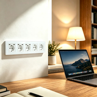 Prise murale électrique UBARO série M 5 prises EU avec 6 ports USB 16A 250V, panneau en verre trempé, 366 mm