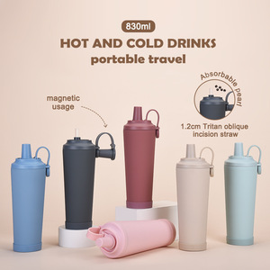 2025 New Fashion 830ml Large Capacity Portable Thermos Cup with Magnetic Handle Large Hole Vacuum Pearl Cup Absorption Features - Product Image 2
