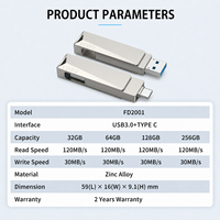 Unidad Flash USB-C OTG con Logotipo Personalizado, USB 3.0, Doble Interfaz, Metálica, Giratoria, para Teléfono Inteligente y Portátil, Venta al Por Mayor