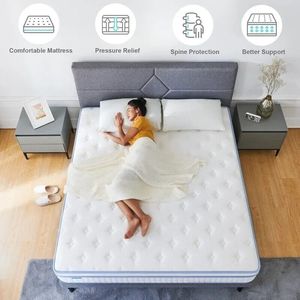 Matelas de luxe en mousse à mémoire de forme et ressorts ensachés de 12 pouces, <span class=keywords><strong>confort</strong></span> moyen-ferme, pour un sommeil réparateur, taille King 200*200 - Product Image 5