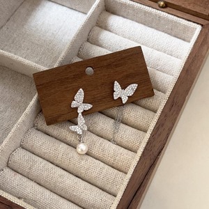 S925 <b>Silver</b> Butterfly Drop <b>Earrings</b> For Women Elegant Design Everyday Wear <b>Stud</b> <b>Earrings</b> With Pearl Detail - Product Image 2