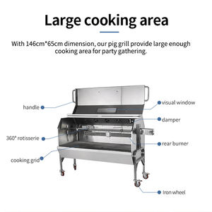 شواية لحم ضأن كامل مشوي بالفحم مع نظام تحميص للخنازير، مثالية لحفلات منطقة مشجعي كرة القدم - Product Image 3