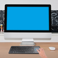 Clavier à pieds ciseaux sans fil 2.4GHz pour PC Google Smart TV avec souris à pavé tactile intégrée de grande taille et touches multimédia