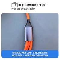 Kabel Data Pengisian Cepat 3 in 1 USB ke Type-C Micro L Kabel Pengisi Daya Multifungsi Aksesori Ponsel Tablet Universal