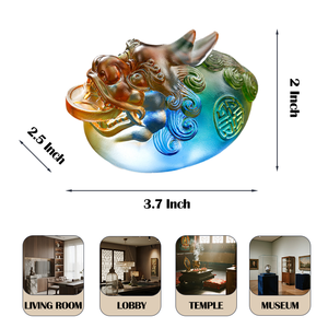 Pixiu de Cristal Liuli Hecho a Mano, Fundición a la Cera Perdida, Bestia de la Riqueza Feng Shui para el Hogar y la Oficina - Product Image 2