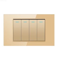 Interruptor de Luz de Pared Moderno con Botón, Estilo Americano, Brasileño e Italiano, Panel Táctil de Vidrio Resistente, 2 Botones, 16A, Clasificación IP20, 220-250V, 100000