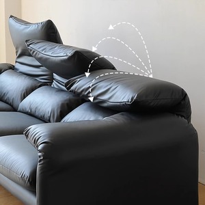 Canapé 3 places de luxe italien de haute qualité, style vintage moderne, en cuir véritable avec coussins moelleux pour salon - Product Image 3