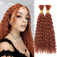 Cheveux en vrac Water Wave pour tresses, cheveux bouclés gingembre pour tresses bohèmes, micro-twist sans trame, extensions ondulées et humides
