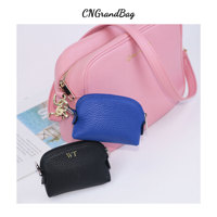 Dompet Koin Tahan Air Berbahan Kulit Sapi Lapis Pertama dengan Ritsleting, Dompet Mini Unisex, Clutch Kulit Lembut Pendek, Dompet Koin Minimalis