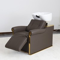 Nouveau modèle de lit de lavage des cheveux inclinable en cuir avec fonction de levage électrique des jambes et fonctions de massage - Compact pour salon et usage domestique