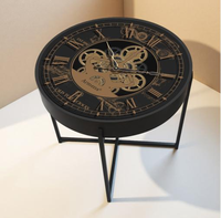 Horloge vintage avec engrenages mobiles, chiffres romains en métal, horloge à engrenages pour table basse, décoration maison et bureau, affichage à aiguilles