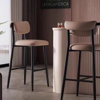 Chaise de bar en cuir moderne Tabouret haut avec dossier pour îlot de cuisine Café Salon-Mobilier commercial confortable
