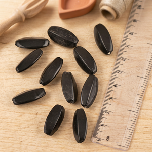 Bulk Black Hand Painted Rice Grain Long Oval Shaped Loose Metals DIY Jewelry Making Beads (12 in Pack) 23.40 mm NGB-E67 - Product Image 3