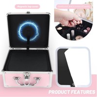 Trousse de Maquillage Rose avec Miroir LED et Diviseurs Ajustables – Organisateur Cosmétique Lumineux