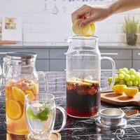 Petit pichet en verre avec couvercle et bec verseur distributeur de boissons anti-fuite pour jus de lait eau thé glacé café carafe serveur