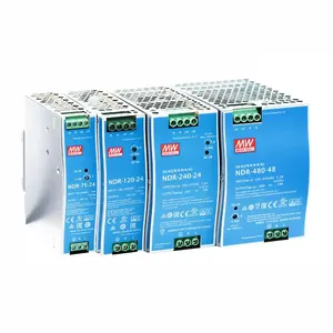 Meanwell NDR Power 12V 24V 48V 75W 120W 240W 480W Switching DIN Rail Power Supply untuk Sistem Kontrol Industri