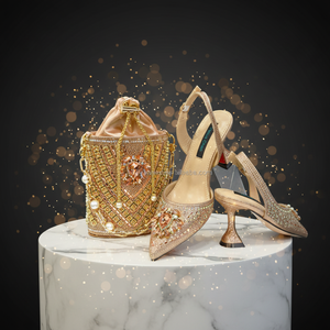 Buona qualità donna scarpe italiane abbinamento borsa Set tacco basso africano e borsa Set per la festa 6cm tacco - Product Image 2