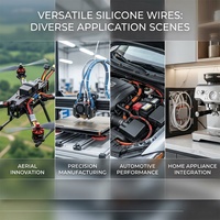 Fil en caoutchouc de silicone résistant aux hautes températures 10 12 14 18 22 24 26 28 AWG Fil de connexion pour moteur de four