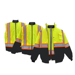 CE ANSI Certified <strong>3</strong> in <strong>1</strong> High Visibility Reflective <strong>Jacket</strong> Detachable <strong>Safety</strong> Bomber <strong>Jacket</strong> and Vest for Industrial Work - Product Image 5