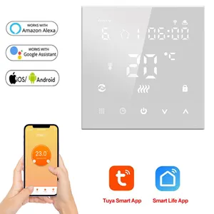 HY607 Home thermostat glass panel underfloor heating system black/white color optional LED touch Room electronic thermostat