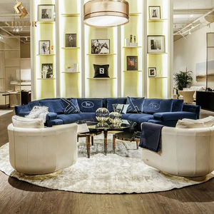 أريكة غرفة معيشة إيطالية شهيرة نصف دائرية نصف دائرة مخملية حديثة نصف دائرية منحنية قمر - Product Image 3