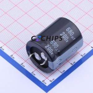 ตัวเก็บประจุแบบอิเล็กโทรไลต์อะลูมิเนียมแบบ Snap-in รุ่น LLS2D681MELA ชนิด Through hole (THT) ขนาด D25xL30 มม. 680uF 20% 200V ขา 10 มม. - Product Image 1