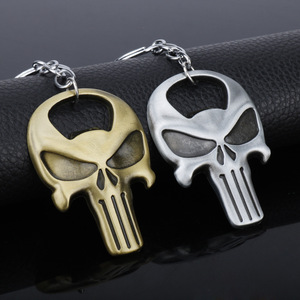 Porte-clés en alliage en forme de crâne avec logo Punisher anti-héros, ouvre-bouteille en forme d'os, cadeau d'Halloween, vente en gros - Product Image 3