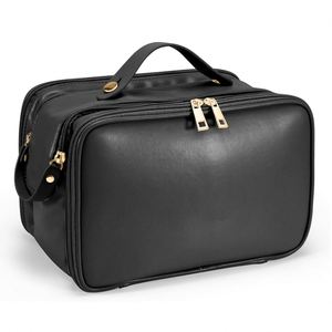 Luxury PU Leather Large Capacity Foldable Makeup <b>Organizer</b> Pouch Bag Skincare <b>Cosmetic</b> Partition Daily Use Zipper Closure Lady - Product Image 6