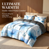 Ensemble de literie d'hiver en microfibre 3 pièces, couette réversible à imprimé floral 2D, chaude et épaisse, fournie directement par l'usine
