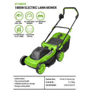 VERTAK Tagliaerba <span class=keywords><strong>Elettrico</strong></span> con Cavo da 16 Pollici, 1800W, Manico Pieghevole, 5 Altezze di Taglio Regolabili - Product Image 4