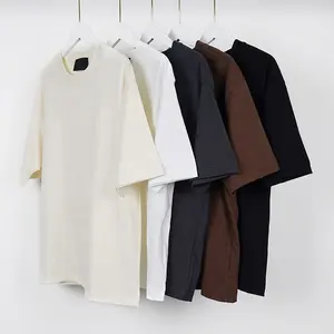 custom heavyweight thick collar oversized drop shoulder 100% cotton blank tshirt custom puff printing for men