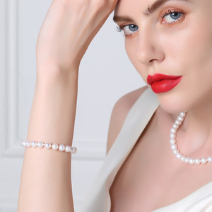 Autentico braccialetto di perle d'acqua dolce naturale quasi rotondo per le donne 7-8mm regalo per la festa della mamma e la <span class=keywords><strong>suocera</strong></span> - Product Image 5
