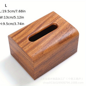 Boîte à mouchoirs en bois massif avec tiroir de rangement, organisateur décoratif de bureau pour mouchoirs extractibles - Product Image 2