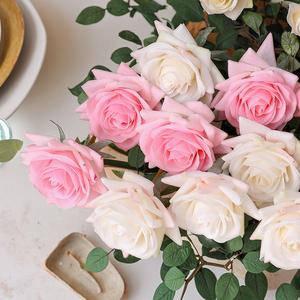 50pcs Artificial Silk Rose Flower Heads - 1.77" Diameter, DIY Craft, Wedding Decor (Blue)