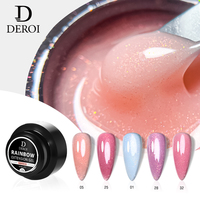Deroi Gel dur rose pailleté pour extension d'ongles couleur nude, gel de construction pour extension d'ongles