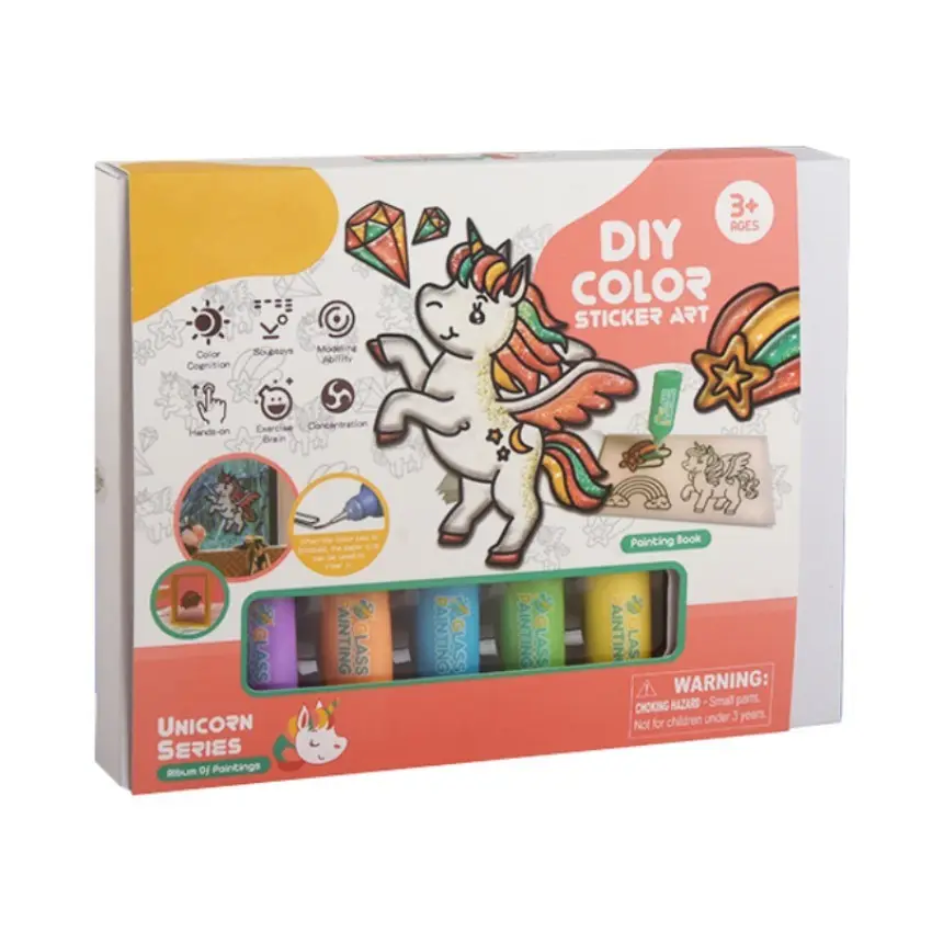 2024 Nieuwe Aankomst Hot Selling Custom Kinderen Diy 3d Haai Kleursticker Kunst Speelgoed Set Voor Dieren Glas Schilderen