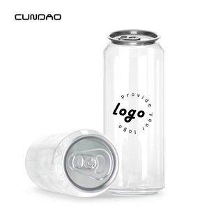 Cundao Custom Logo 500ml Transparent PET Plastic Soda <strong>Cans</strong> Beverage <strong>Cans</strong> Bottles Pull Ring Pet Jars With Easy Open Lid - Product Image 1