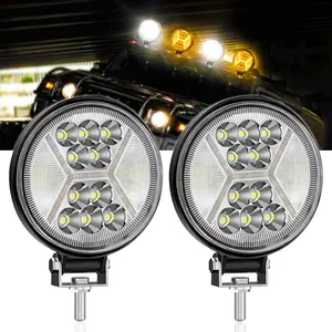 Lampu Sorot bulat 4 "132W, lampu Amber putih OffRoad, lampu mengemudi kabut Bar lampu Bumper untuk truk mobil ATV UTV SUV