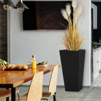 Pot bunga persegi minimalis plastik Matte, bak bunga persegi untuk taman rumah, depan, teras, Mall belanja dek