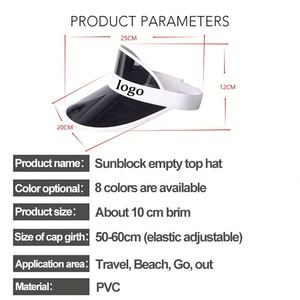 Casquette Visière en PVC Personnalisable avec Logo, Réglable, Multicolore, pour l'Été, la Plage, les Voyages, Vente en Gros, Sports et Cyclisme - Product Image 3