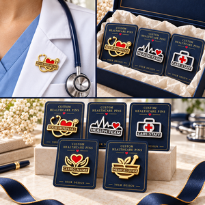 Custom Hospital Healthcare Team <b>Metal</b> Lapel <b>Pins</b> Gold Silver Red Enamel Staff Recognition Badges OEM ODM - Product Image 3