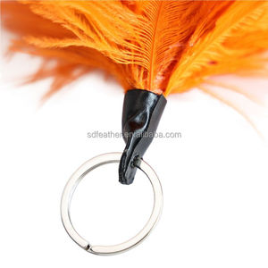 RTS Vente en gros de porte-clés en plumes d'autruche durables en plumes naturelles de couleur douce - Product Image 3